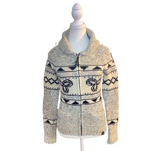 Aritiza TNA - Sea To Sky 100% Lambswool Sweater Cowichan Zip Up